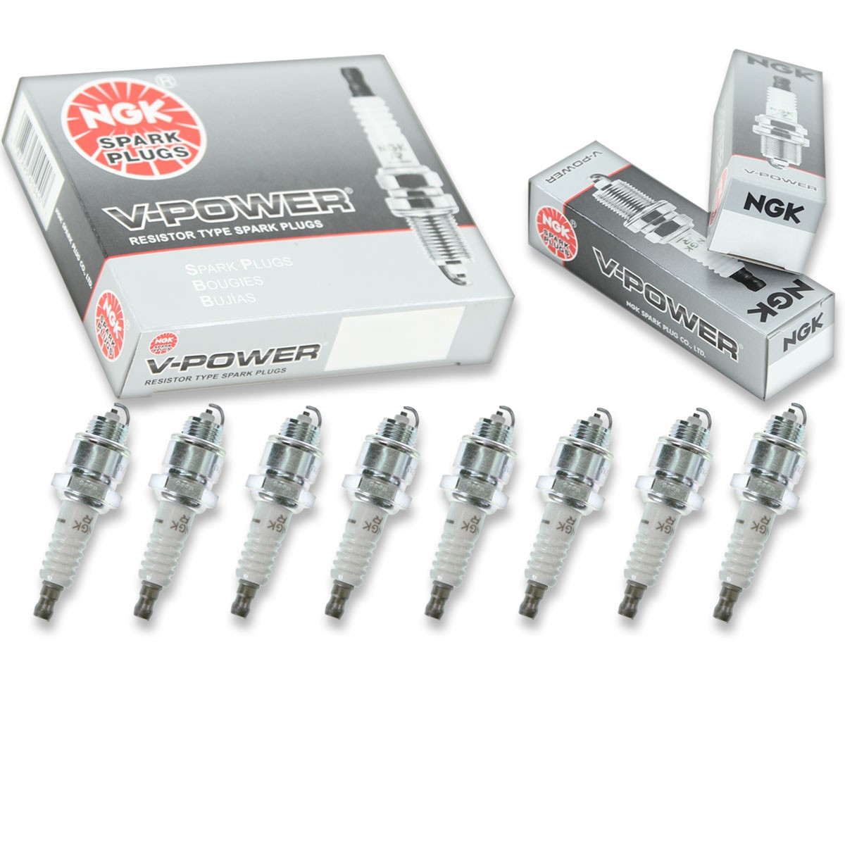 8 pcs NGK V-Power Spark Plugs for 1974 Dodge W200 Pickup 7.2L V8 - Engine oi