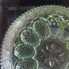 Vintage Indiana Glass Chantilly Tiara Green Saw Tooth Deviled Egg Platter 12" — photo 10