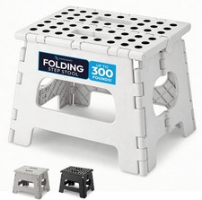Folding Step Stool 8 Inch, White, Non-Slip Holds 300 lbs 8 Inch, White,