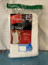 Hanes Tagless Tanks 2Xl Pack of 2 Sealed New White Soft  Breathable