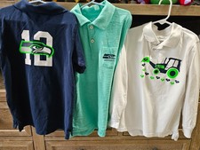 NFL Seattle Seahawks YOUTH LONG sleeve Tee POLO shirt Size XS SM 6/7 set of 3