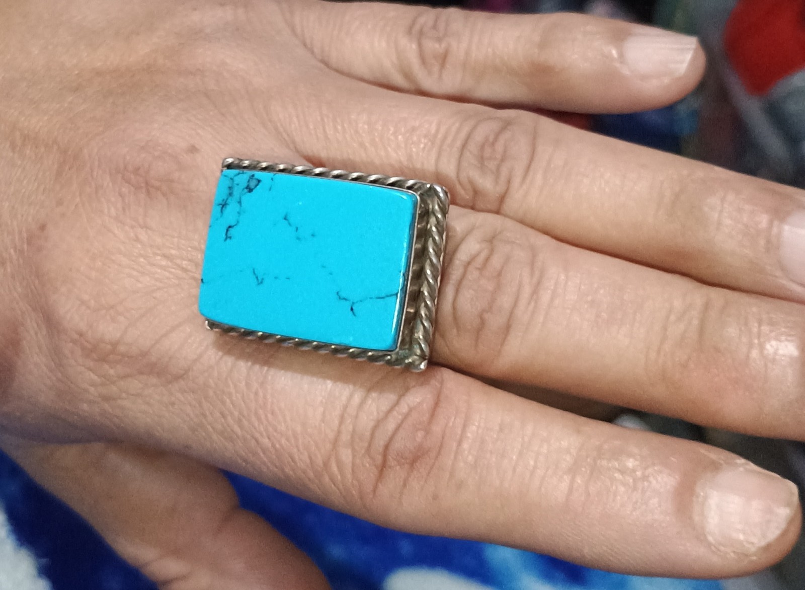 Large adjustable Texaco Sterling Silver Ring  Tur… - image 15