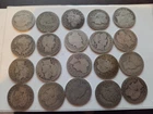 20 x Barber Quarters 90% Silver Average Circulated 5$ Face Value lot #1