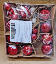 ilauke 44Pcs Christmas Baubles Set Red & White Shatterproof Christmas Balls