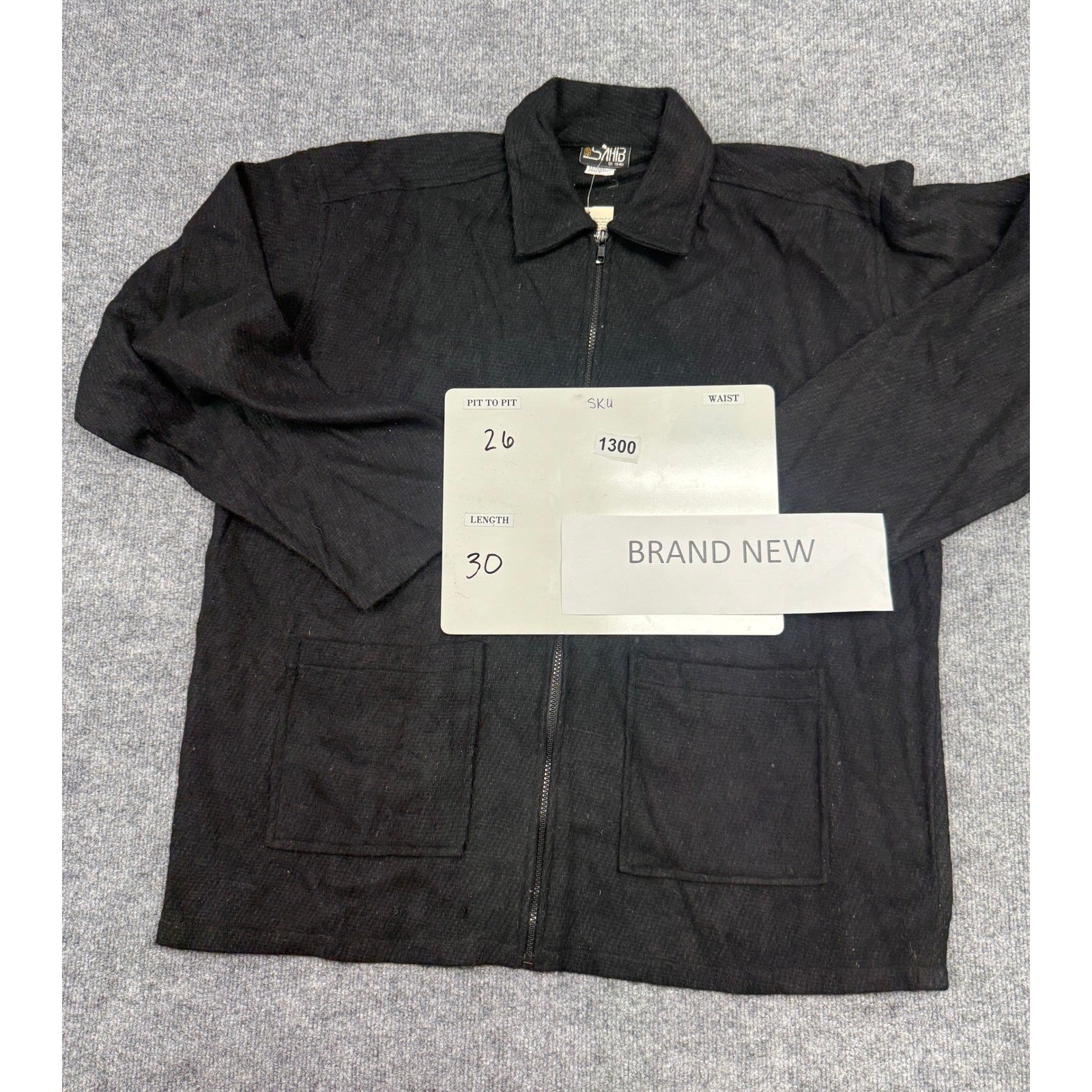 SAHIB OF 1940 Black Wool Blend Zip Up Jacket Mens Size XL Long Sleeve