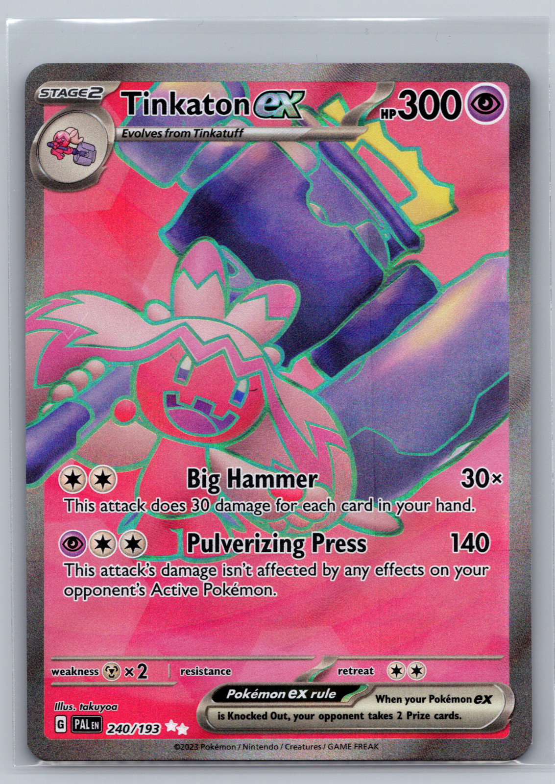Pokemon TCG Tinkaton ex 240/193 Sv02: Paldea Evolved Ultra Rare Holo NM