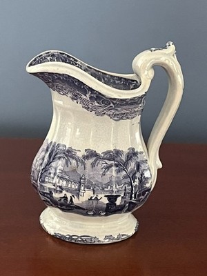 ANTIQUE MULBERRY BRITISH TRANSFERWARE PITCHER PODMORE WALKER VENUS C1840 RARE