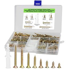 420 Pcs Brass Screws for Wood Assortment Set, Galvanized Countersunk Screws Diy