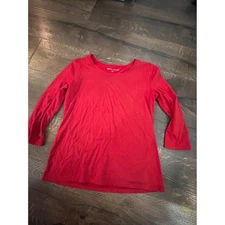 Rebecca Malone Womens Red Long Sleeve Top Blouse Casual Medium