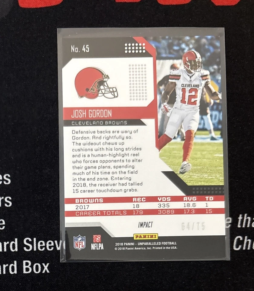 2018 Panini Unparalleled - Josh Gordon #45 Impact /75 - Image 2 of 2