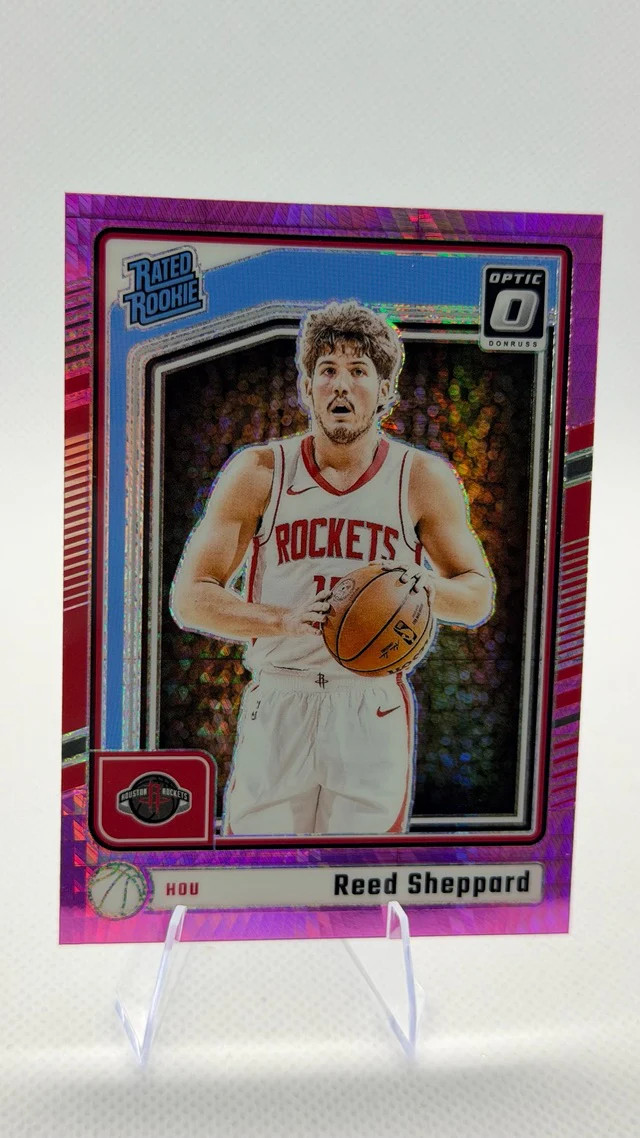 Reed Sheppard 2024-25 Panini Basketball Optic Hyper Pink #255 RC Houston Rockets
