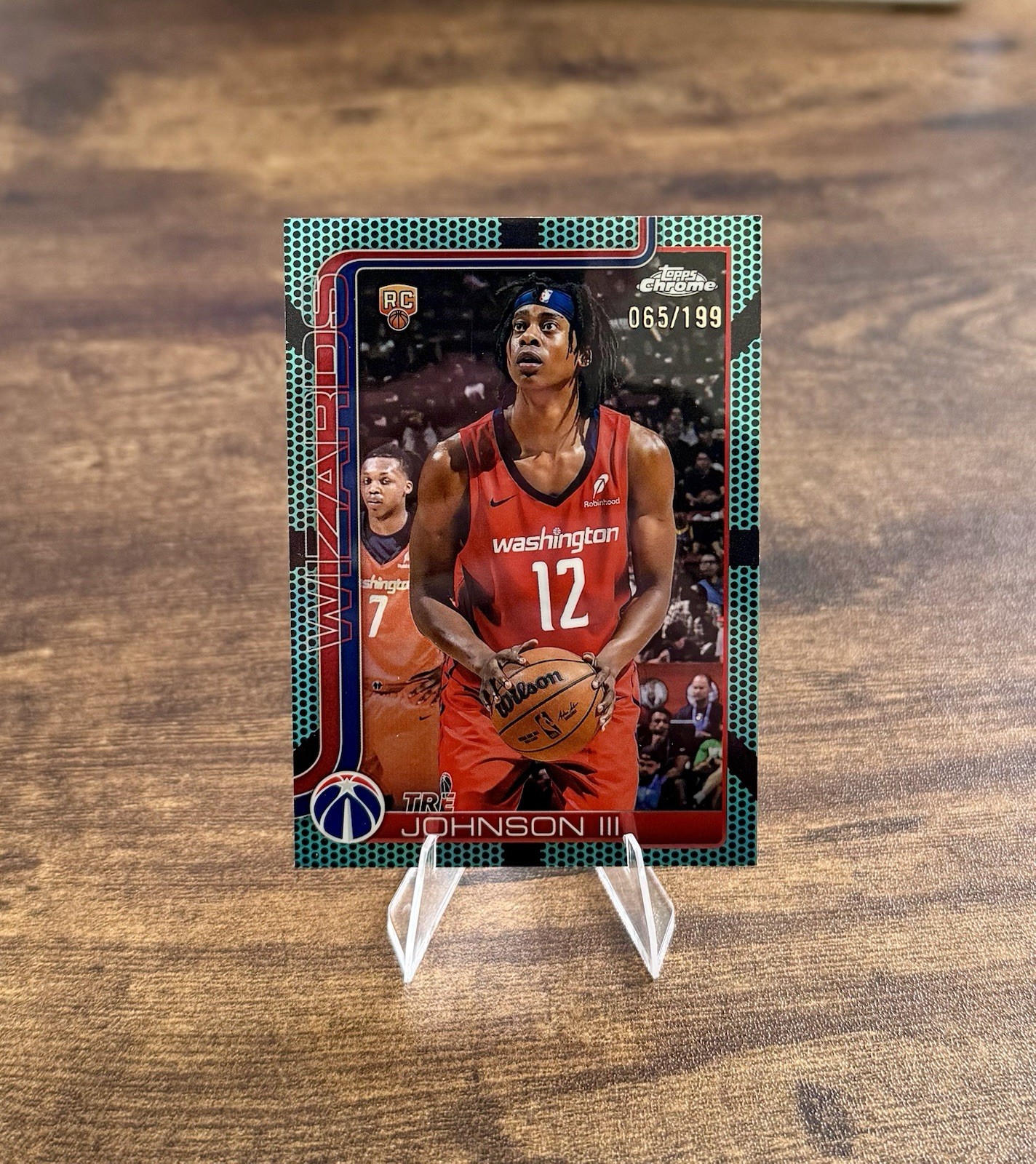 2025-26 Topps Chrome Tre Johnson III 065/199 Aqua Basketball Rookie RC SP #256