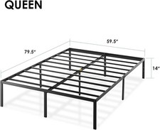 14 Inch Metal Platform Bed Frame Queen Size Sturdy Steel Slat Support NEW