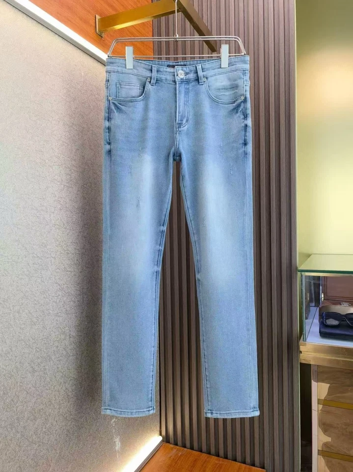 Stefano Ricci Men's Denim Light Blue Regular Washed Jeans Casual Pants Trousers - Image 2 of 4