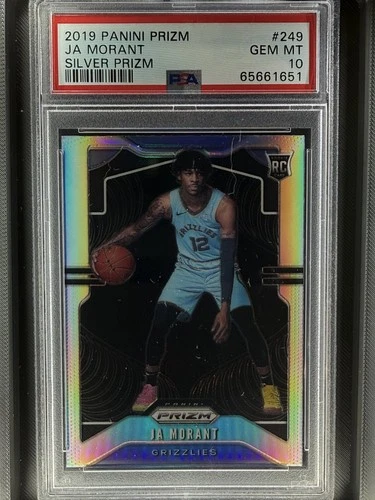 JA MORANT 2019-20 PRIZM BASKETBALL SILVER ROOKIE RC #249 GRIZZLIES PSA 10 Q0282