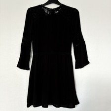 Superdry Sartoria Premium Lace Dress Small Black Lined Skirt Flare Dress