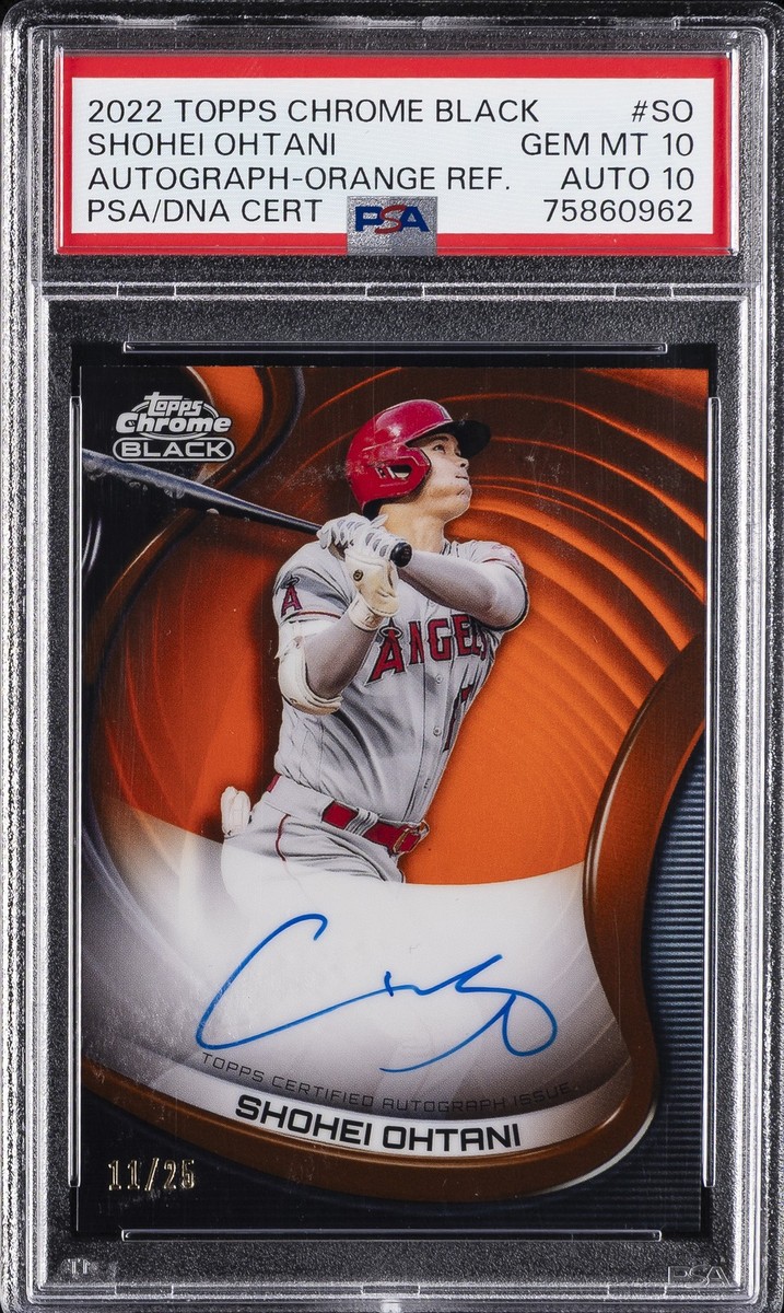 2022 TOPPS CHROME BLACK AUTOS #SO SHOHEI OHTANI 11/25 PSA 10 AUTO