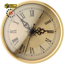 KH866 4.25 Inch Clock Insert (108mm) &ndash; Quartz Gold Trim Roman Large,