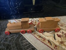 Handmade Vintage Wooden Train Set with Hook Connectors Natural Wood
