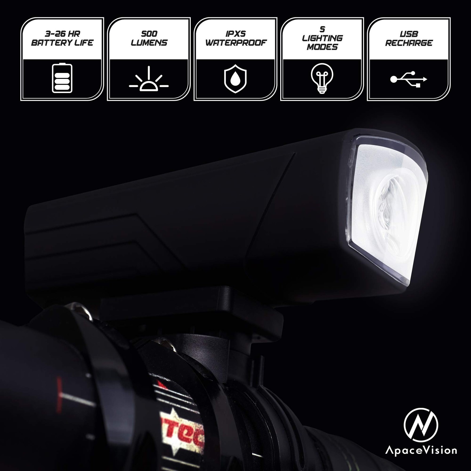 500 Lumens Bike Light Set USB Rechargeable - Powerful Bicycle Headlight & LED...