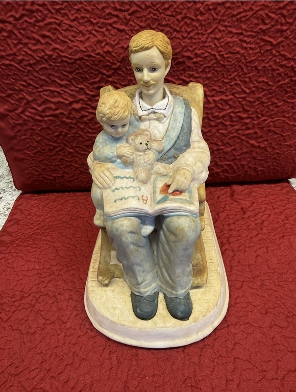 Vintage Musical Father and Child Rocking Chair Music Box  “Just The Way You Are”