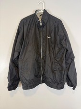 Classic Vintage Nike Windbreaker Men's Solid Black Zip Up Size Large L