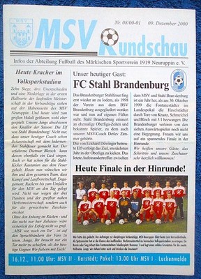 MSV 1919 Neuruppin - FC Stahl Brandenburg  2000 - 2001  Verbandsliga Brandenburg