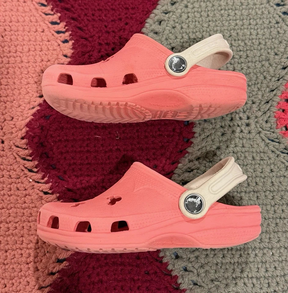 Classic Clog Crocs Disney Pink Mickey Mouse Cut Outs Kids Size C10/11 - Image 4 of 4