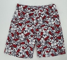 Vineyard Vines Target Swim Trunks Board Shorts Red White Floral Youth M 8/10 