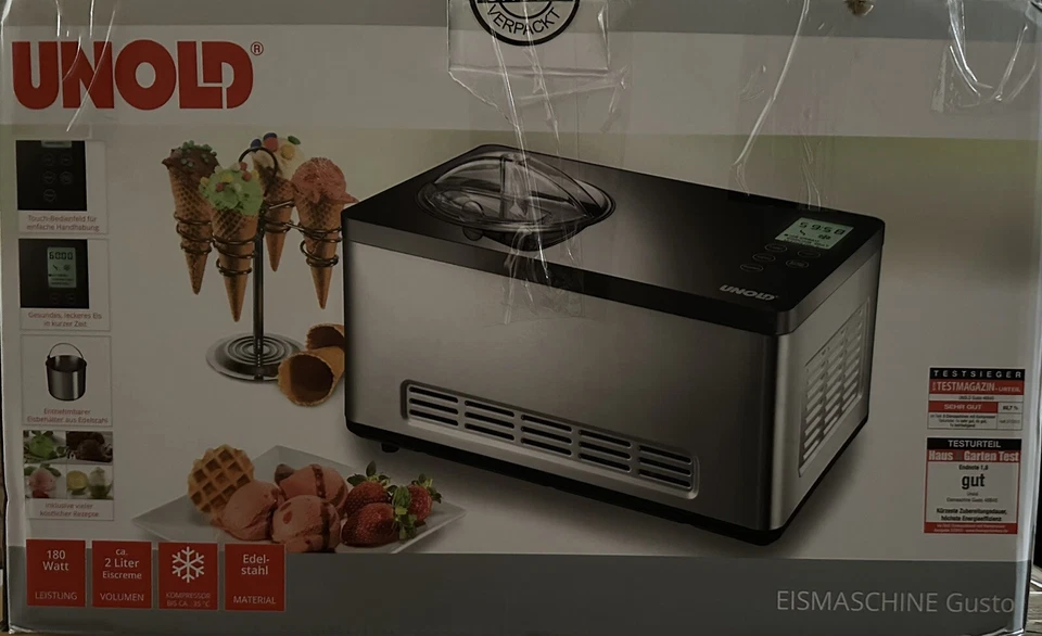 Unold Eismaschine Gusto 48845 mit Kompressor Eiscreme Edelstahl 2L B-Ware \