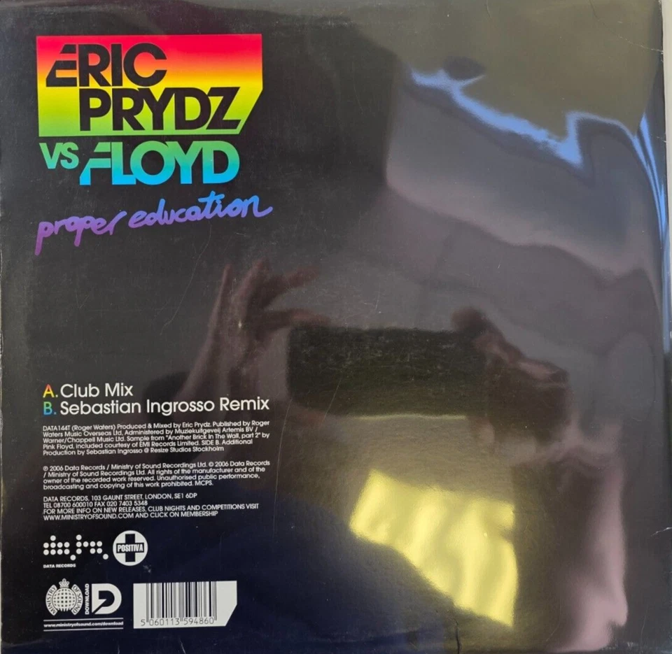 Eric Prydz Vs Floyd Proper Education 12" vinyl record 2007 prog house on Data - Image 3 of 4