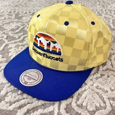 NWOT Mitchell & Ness NBA Denver Nuggets Snap Back Hat OSFA Checkerboard
