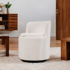 Swivel Round Cuddle Chair Storage Seat 360°Rotating Boucle Chair Accent Tub Sofa