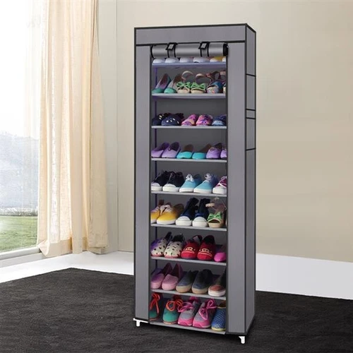 Hot Sale Fashionable Room-saving 9 Lattices Non-woven Fabric Shoe Rack Gray New - Picture 1 of 8