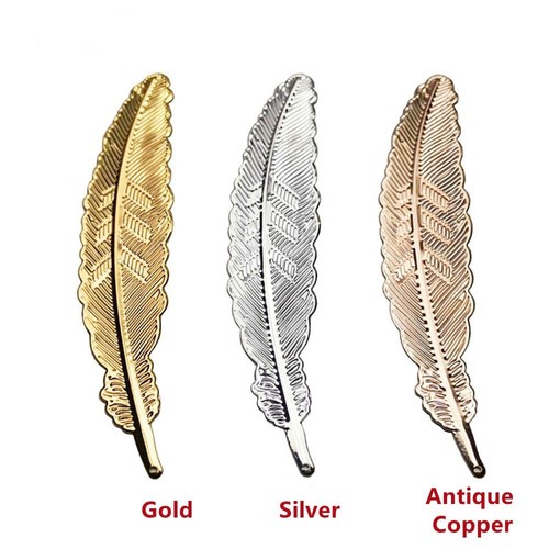 Silver Plated Leaf shape Students Stationery Metal Feather Bookmark Book darts - Picture 5 of 11