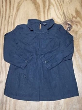 Apc Linen Blouse Women M Black Pullover Longsleeve Collared Shirt @i3