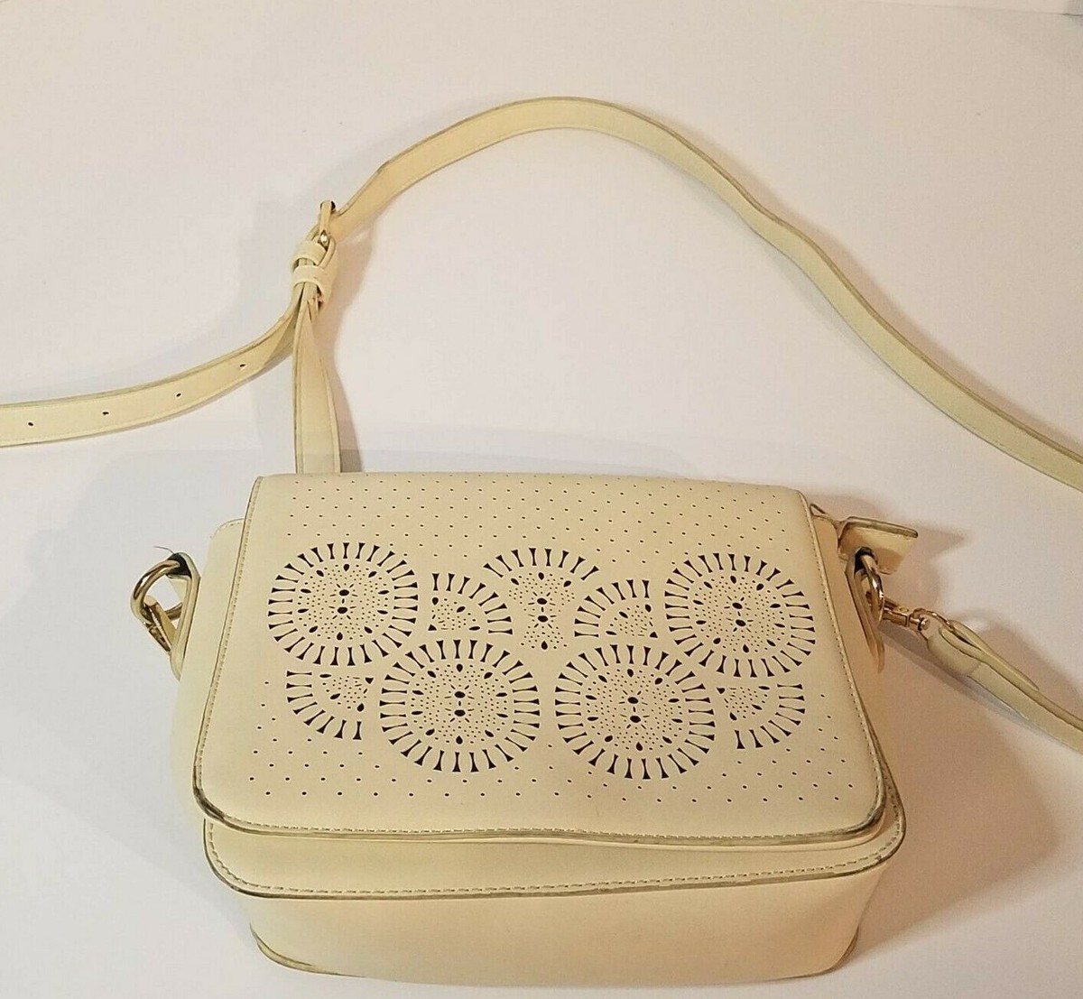 Miztique, Crossbody, Vegan Leather, 4 Pocket Handbag, Cream Purse