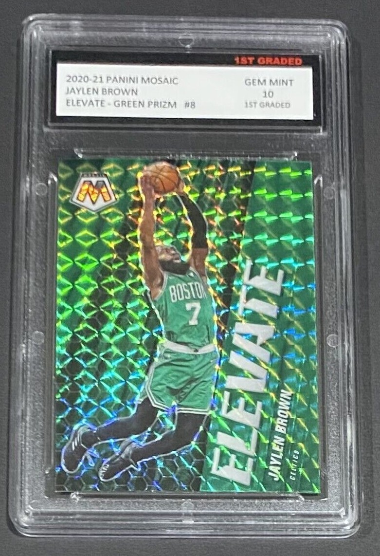 2020-21 MOSAIC JAYLEN BROWN 1ST GRADED 10 ELEVATE GREEN PRIZM