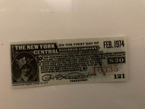 Février 1974 THE NEW YORK CENTRAL RAILROAD CO.* {VIGNETTE} 20$ COUPON CAUTION 121 - Photo 1 sur 2