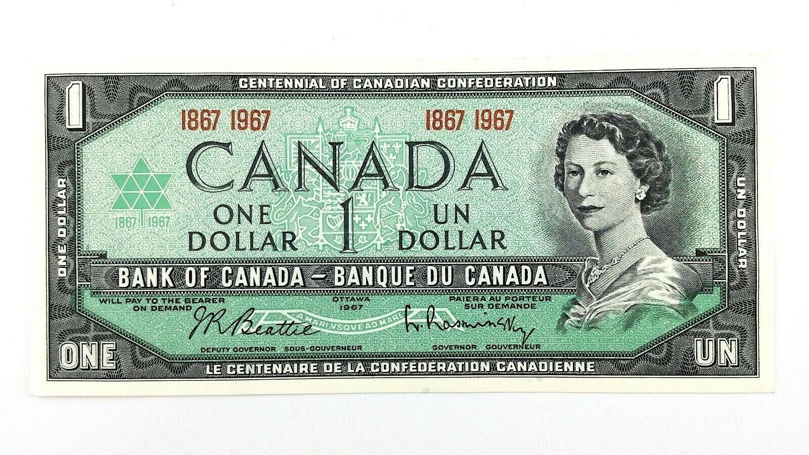 1967 Canada One Dollar $1 Bill Crisp Clean Uncirculated Note 