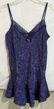 Vintage California Miss Purple Nightgown Size Large Satin Chemise Bows Lingerie