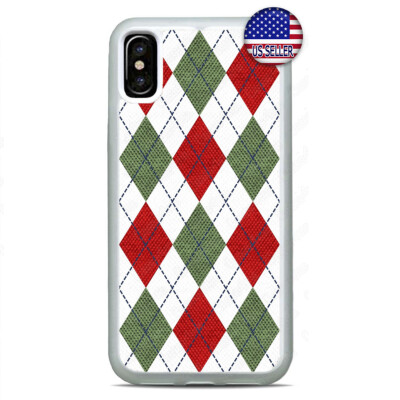Red Green Plaid Argile Phone Case For iPhone 17 16 15 14 13 12 Pro Max Plus