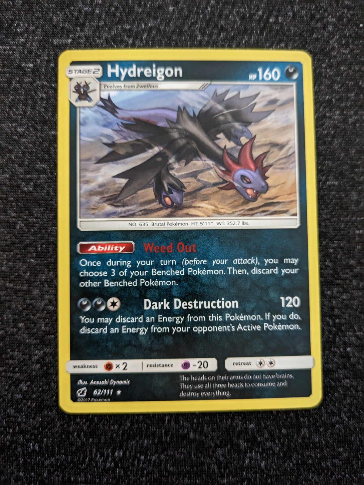 Hydreigon 62/111- Crimson Invasion- Rare- NM/M