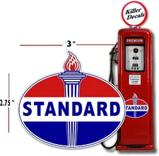 (STAN-2) 3" OLD STANDARD TORCH GAS PUMP OIL TANK DECAL LUBSTER
