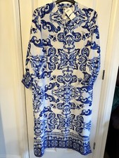Max Fashion Blue & Cream Jacquard Print Dress Size UK 12 BNWT Fast Delivery