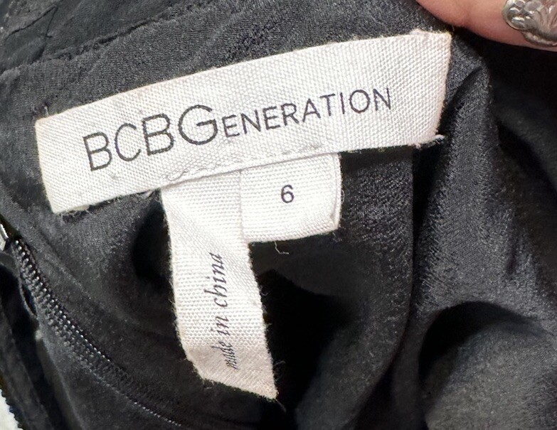 BCBGeneration Women’s Black Beaded Backless SemiSheer Cocktail Dress