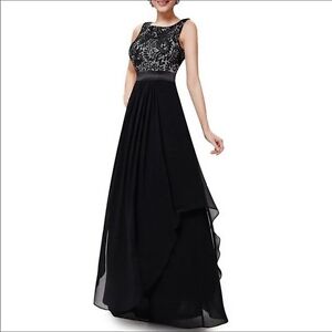 black lace full length dress