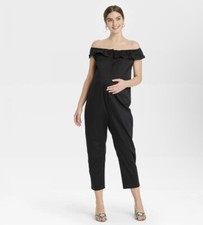 NWT The Nines by HATCH Off Shoulder Button-Front Maternity Jumpsuit Size Small