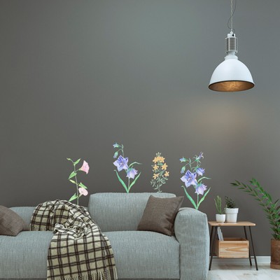  2 Pcs Blumen Wandtattoo Hintergrundaufkleber Home Wall Decoration