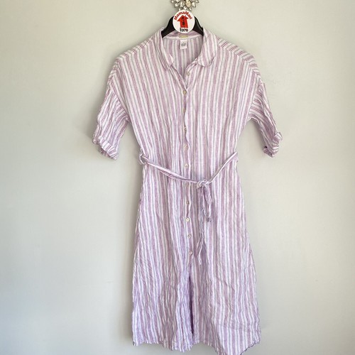 Magaschoni Stripe Linen Dress Size S 